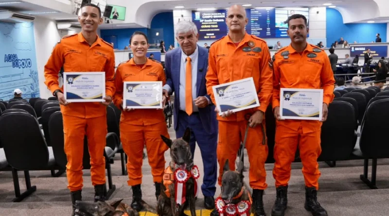 Vereador Veterinário Francisco homenageia cães do Corpo de Bombeiros de MS após certificação nacional Vereador Veterinário Francisco homenageia cães do Corpo de Bombeiros de MS após certificação nacional